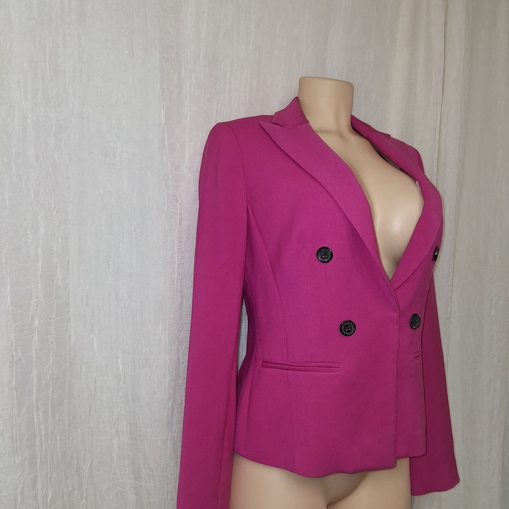 Anne Klein Women Size 4 Fuchsia Double-Breasted Blazer - Picture 4 of 15